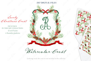 Watercolor Christmas Lovely Crest