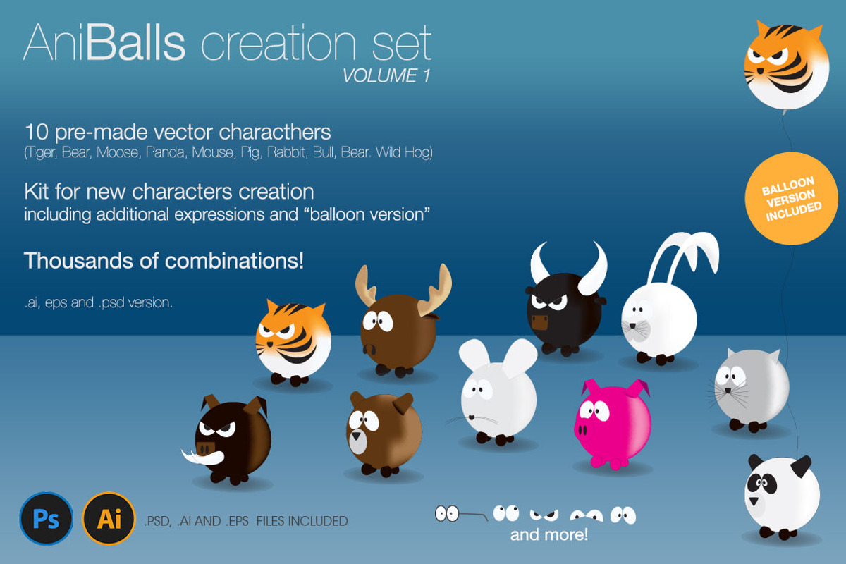 AniBalls, Character Creation Set, an Animal Illustration by 8Link