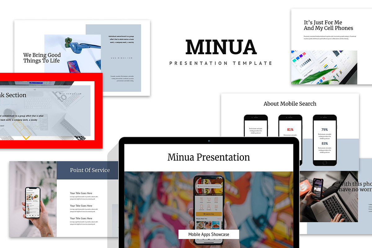 Minua : Mobile Apps Google Slides, a Presentation Template by Punkl Camp (Photo 1 of 9)