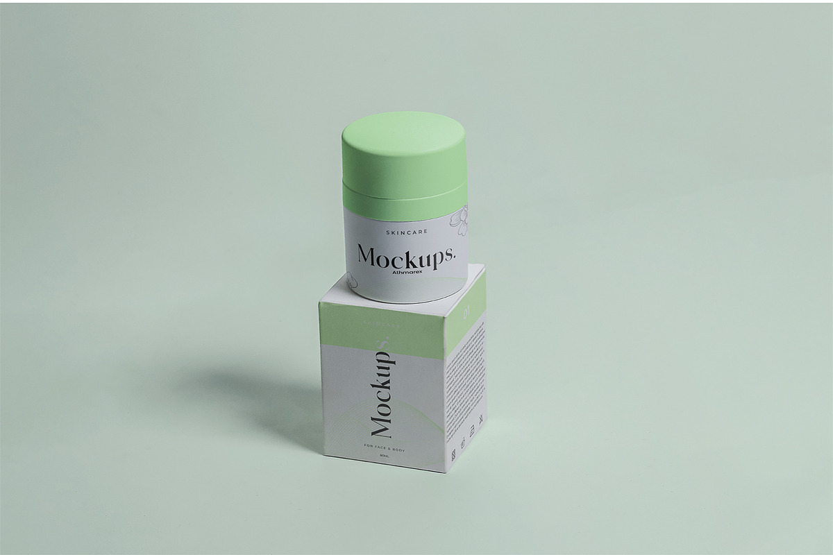 Cosmetic Jar & Box Packaging Mockup, a Packaging Mockup by Assyat (Photo 7 of 22)
