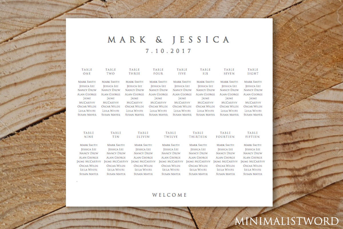 Wedding Seating Chart 15 Template, a Templates & Theme by MinimalistWord