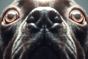Playful dog stares curiously at camera with bright backlighting,, an Animal Photo by Ales Munt