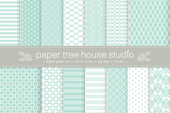 14 Sea Green Digital Papers preview 4