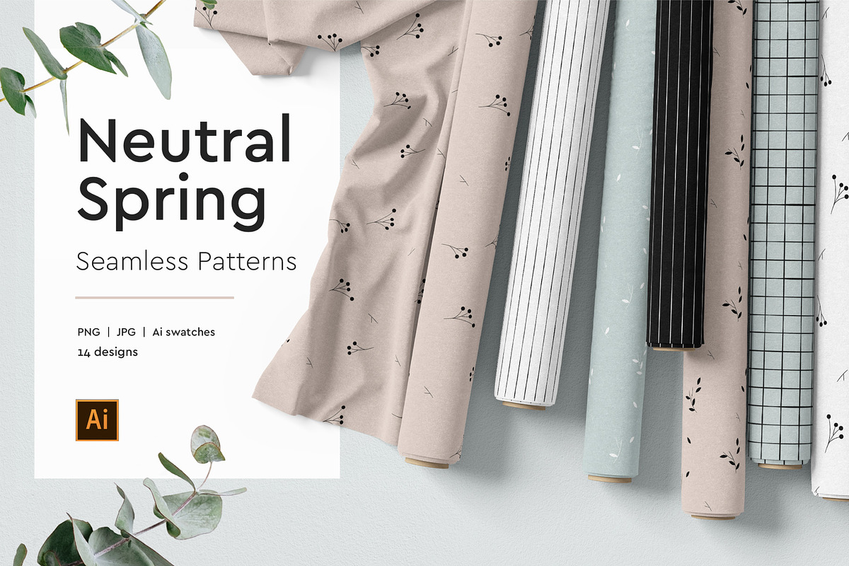 Neutral Spring Seamless Patterns, a Pattern Graphic by Marinastu (Photo 1 of 7)