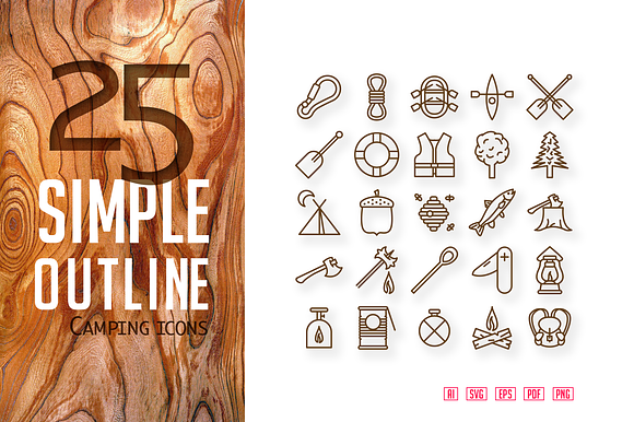 25 Camping icons set preview 3