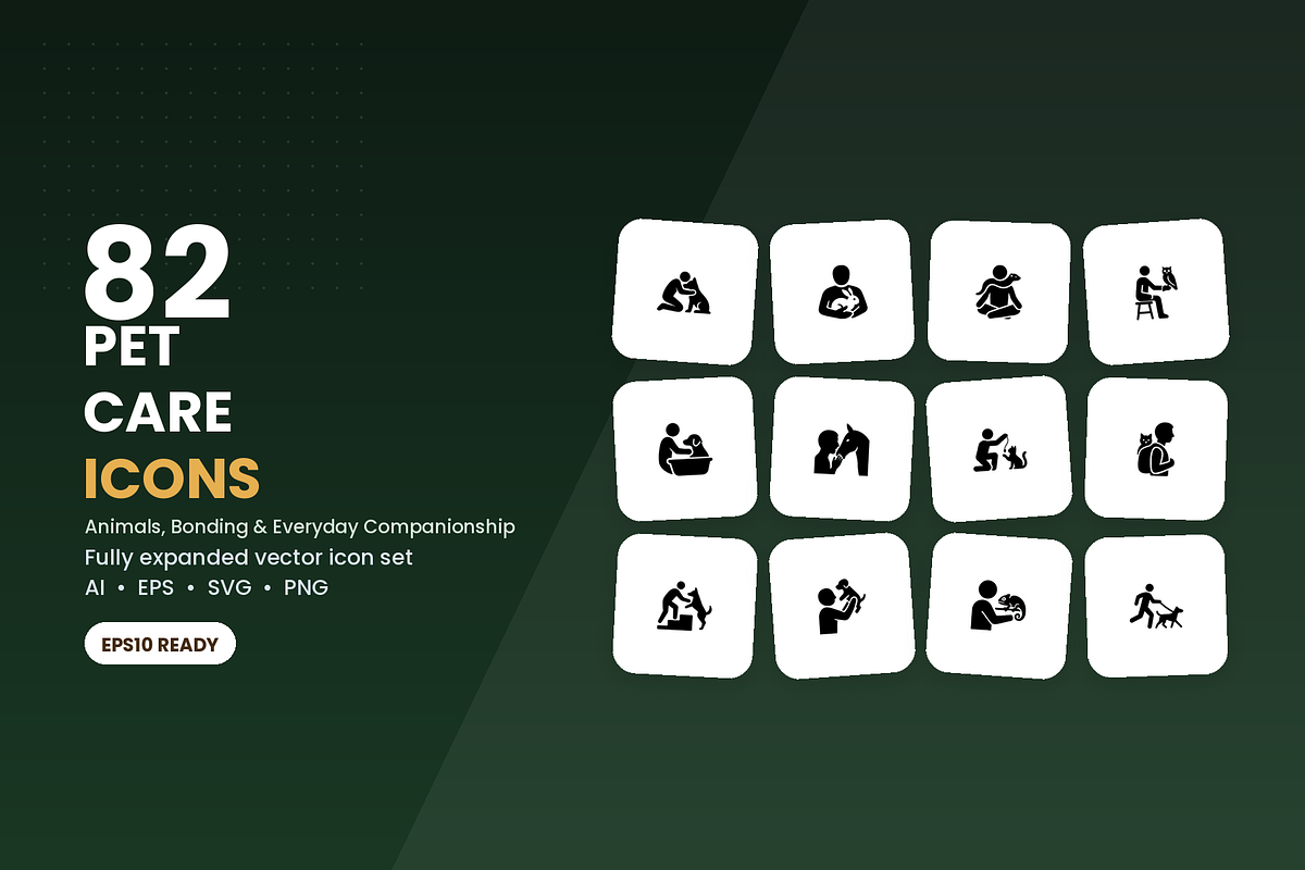 Pet Care Icons, a Solid Icon by Symbolic Language (Photo 1 of 6)