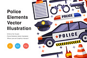 Police Elements Vector Illustration, a Work Illustration by KAZ by IanMikraz Studio (Thumbnail 1 of 3)