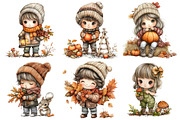 Fall Kids Clipart, Cute Autumn, an Illustration by Daily.Designs (Thumbnail 3 of 5)