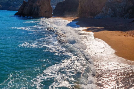 Fantastic big rocks and ocean waves