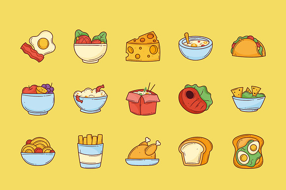 Cute Food Icons Set preview 4