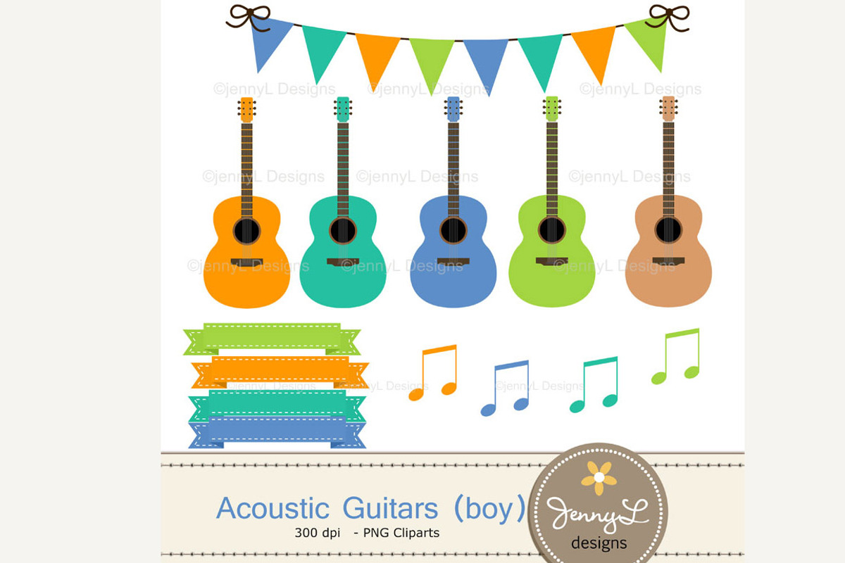 Guitar Boy Digital Paper & Clipart, a Pattern Graphic by JennyL Designs (Photo 2 of 5)