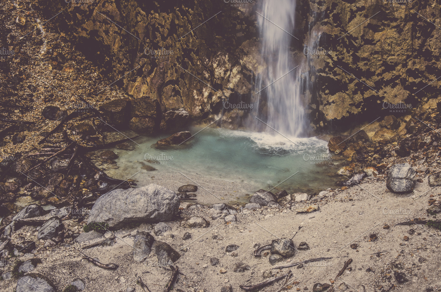 Waterfall In The Mountains Stock Photo Containing Mountains And Nature