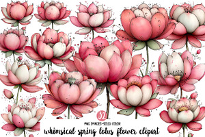 whimsical spring lotus flower clipar, an Illustration by Designworld