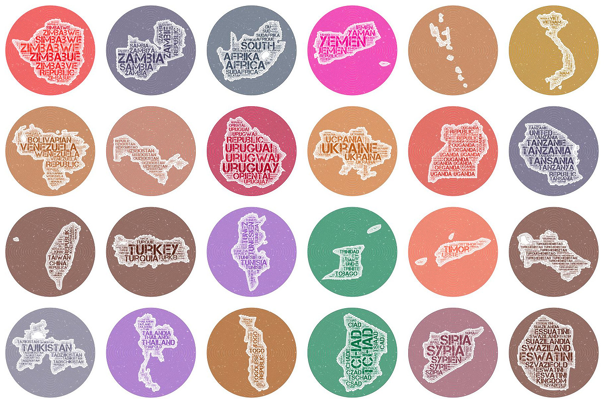 Retro Circular World Countries, an Object Illustration by Eugene Ga (Photo 2 of 7)