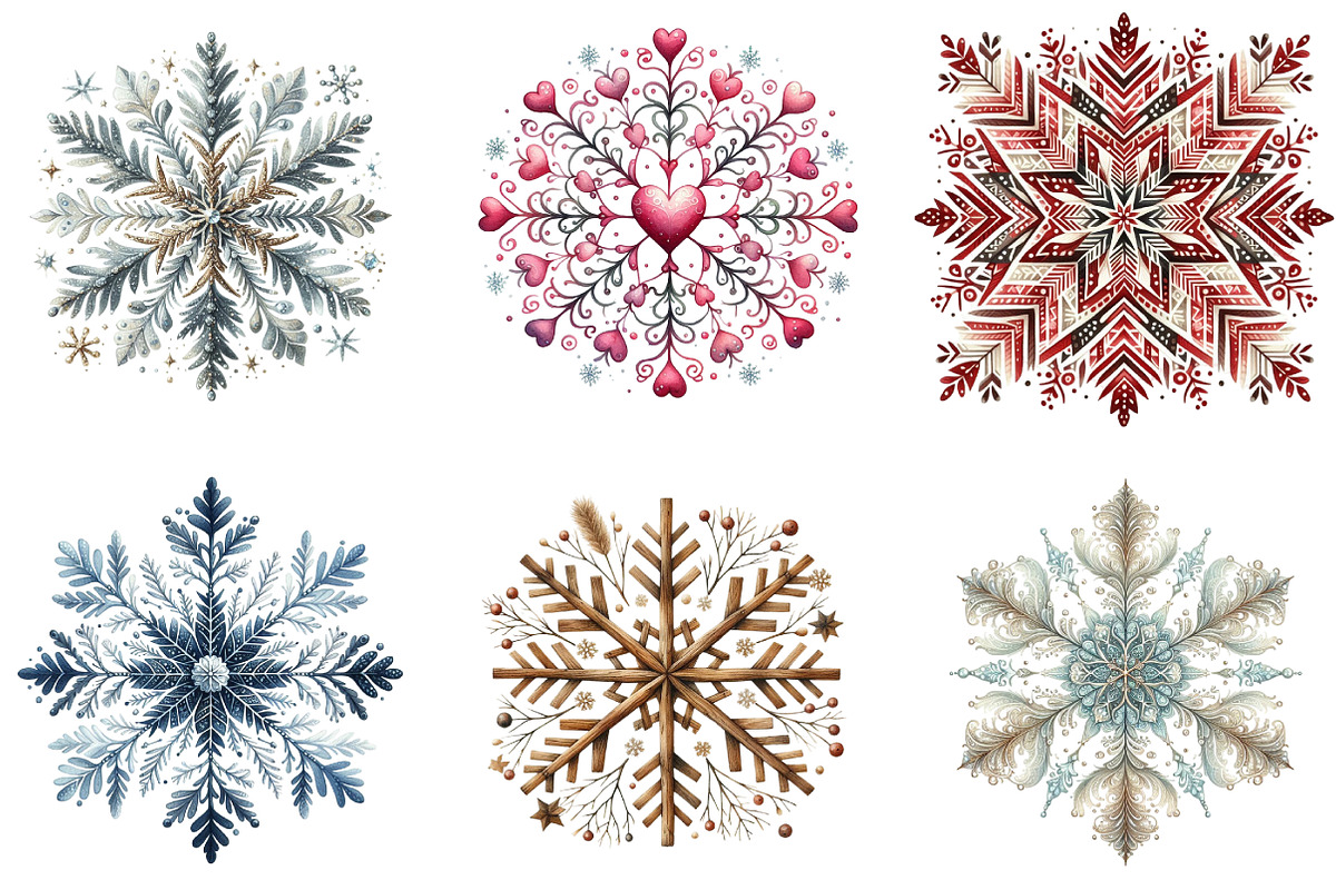Christmas Snowflake Clipart, an Illustration by DreamArtGraphic (Photo 4 of 5)