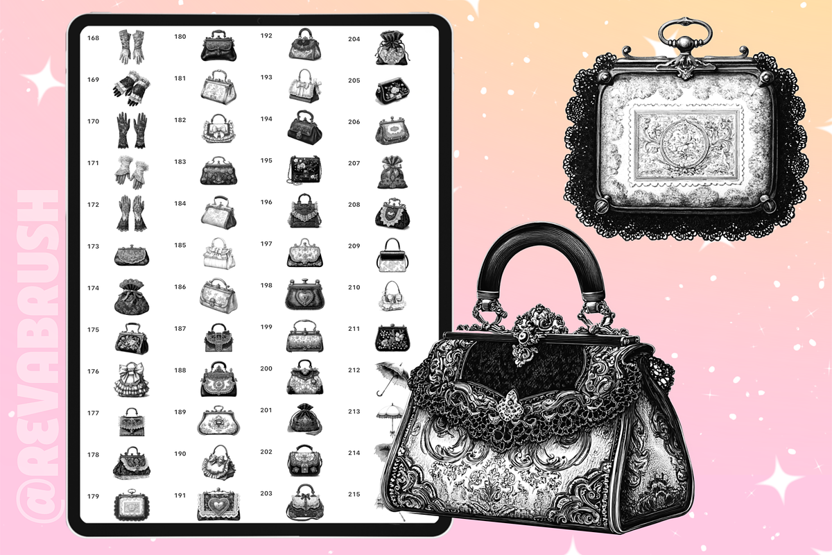 Procreate Vintage Clothes brushes, a Brush Add-On by Revabrush (Photo 10 of 10)
