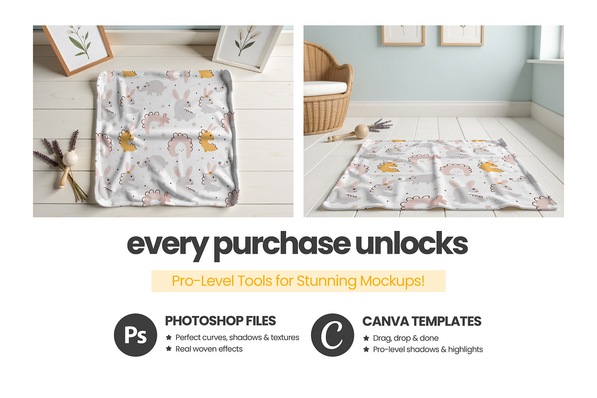 Baby Blanket Mockup Bundle (x8 PSD), an Apparel Mockup by Mockups Studio (Photo 4 of 8)