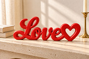 Love Heart Cursive Word SculptureSTL, a Scene 3D Model by Layerology (Thumbnail 1 of 3)