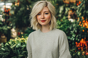 Blonde Woman in Casual Clothes, a Person Photo by Ocean Digital Art