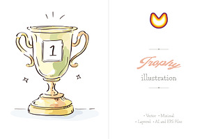 Hand-Drawn Trophy Illustration, an Object Illustration by Maj Graphics