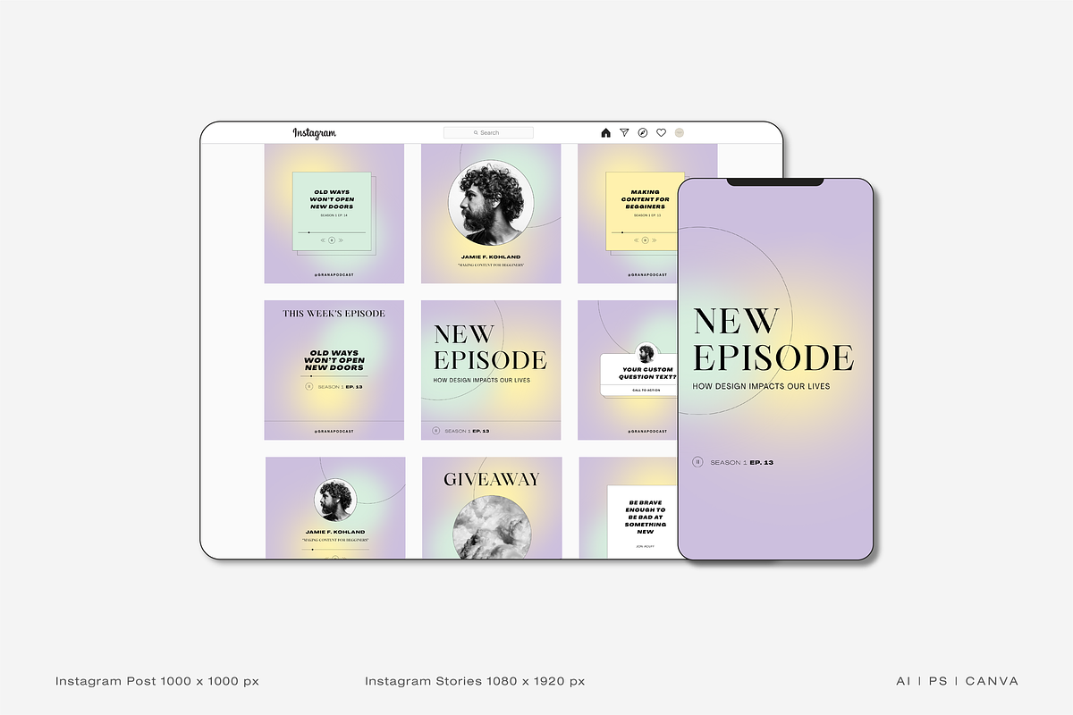 Podcast Instagram Creator Template, a Social Media Template by Cuoco (Photo 2 of 14)