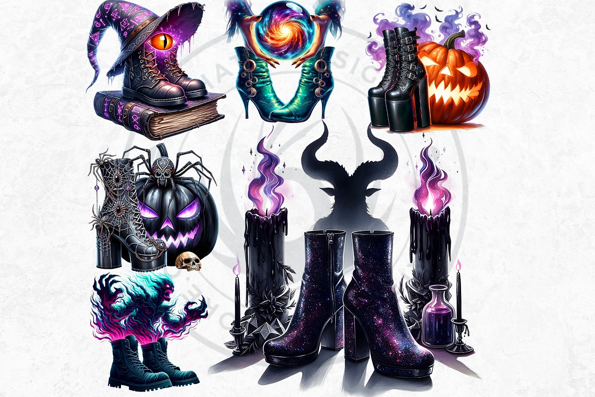 Vibrant Halloween Boots Clipart V2, an Illustration by ThatsDesignArt (Photo 5 of 10)