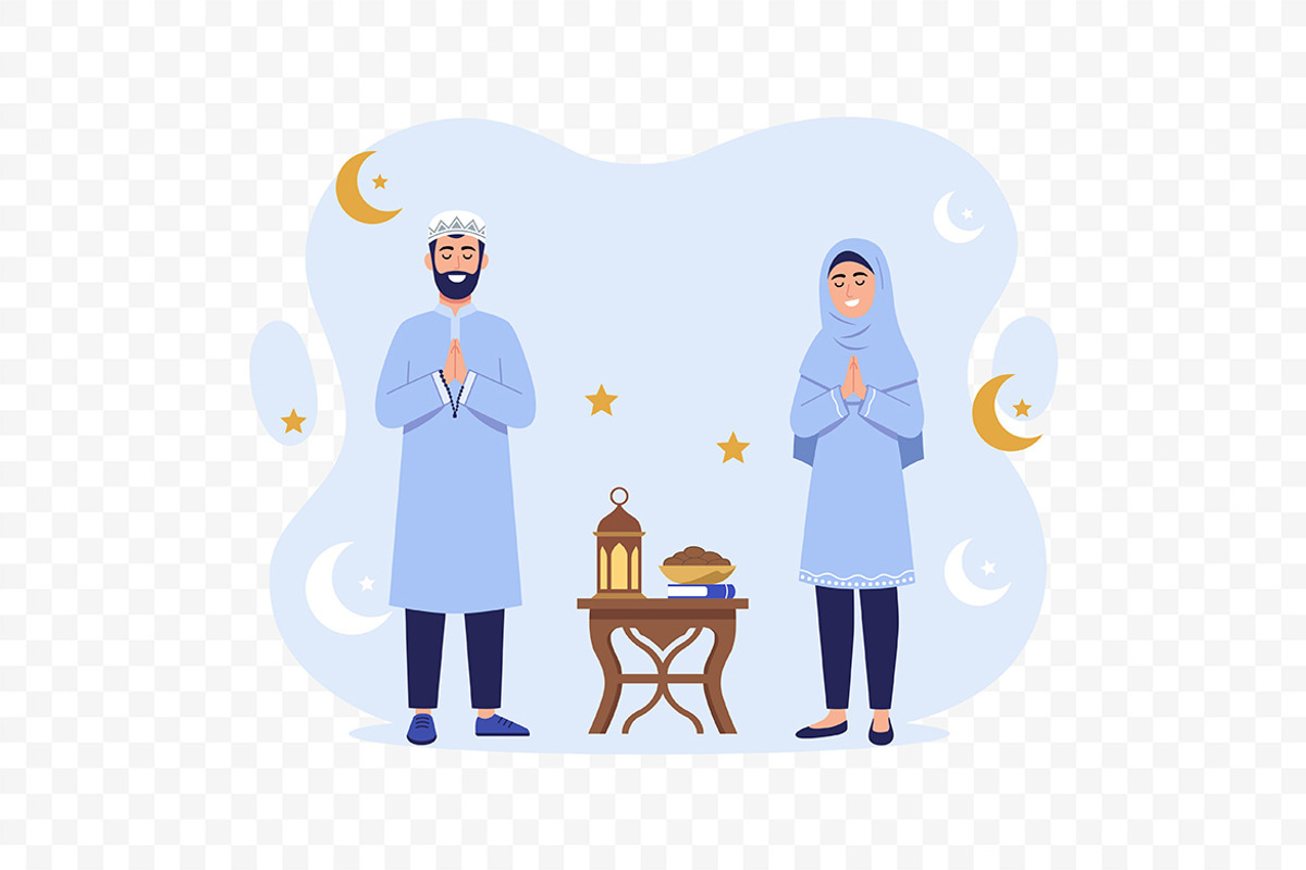 Muslim Family Iftar Ramadan, a Seasonal Illustration by Partikusi Design (Photo 3 of 3)
