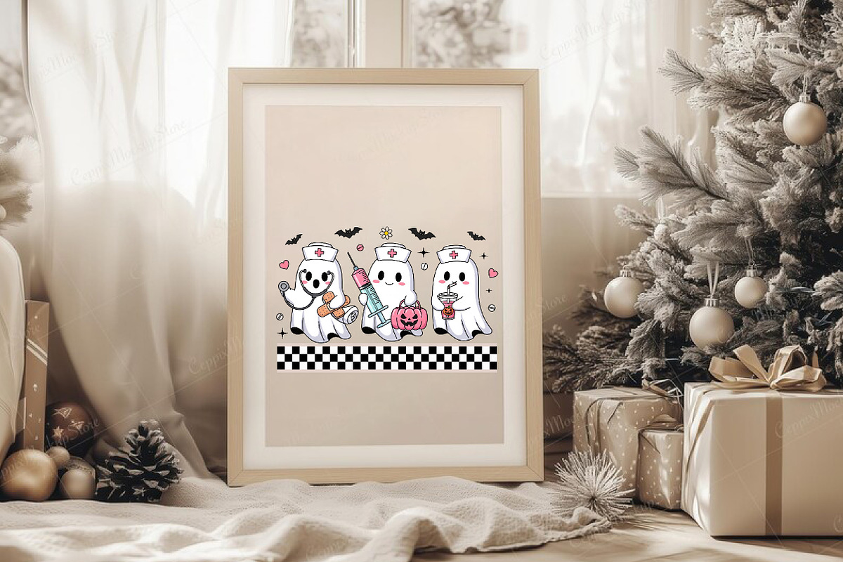 Cute Pink Halloween Nurse Ghost Png, an Illustration by Libby Wishes (Photo 2 of 8)