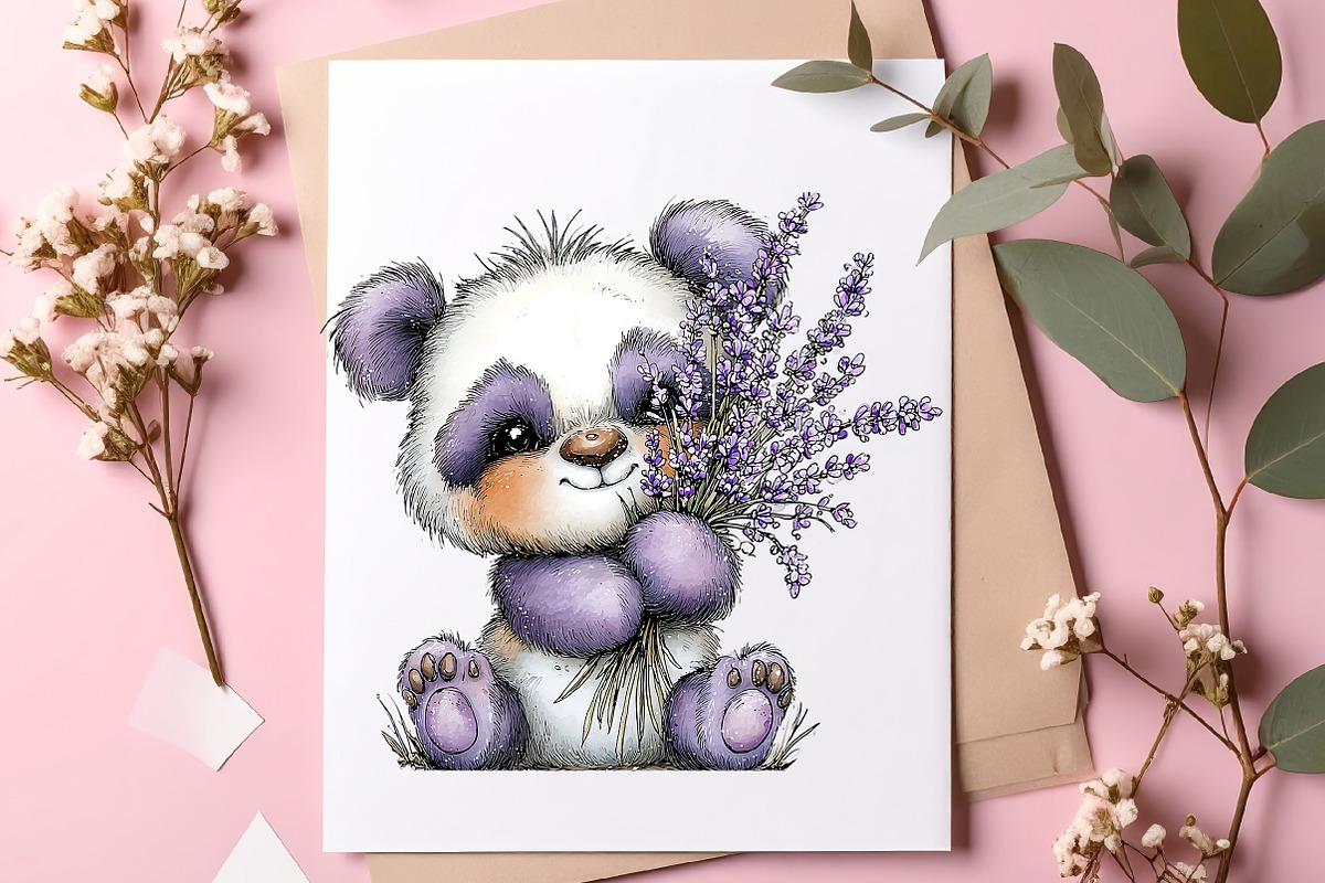 Whimsical spring panda clipart, an Illustration by SinaCreation (Photo 8 of 11)