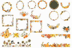 Thanksgiving frames and animals set