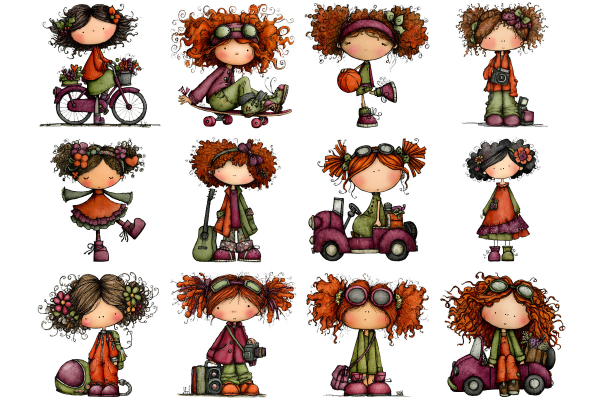 Retro Pop Girls Clipart Bundle, a Graphic by CitraGraphics (Photo 2 of 4)