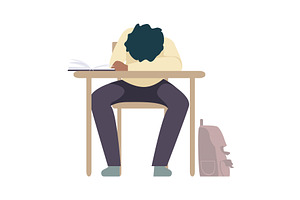 Naughty Boy Sleeping At School, an Education Illustration by TopVectors