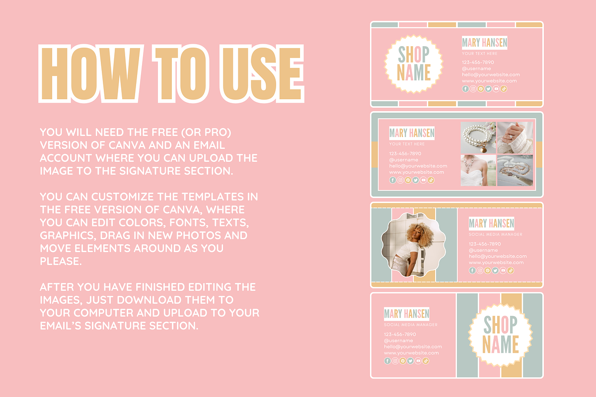 Pastel Email Signature Bundle, an Email Template by SunshineStudioBoutique (Photo 3 of 9)