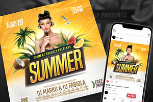 Summer DJ Flyer, a Flyer Template by drimerz
