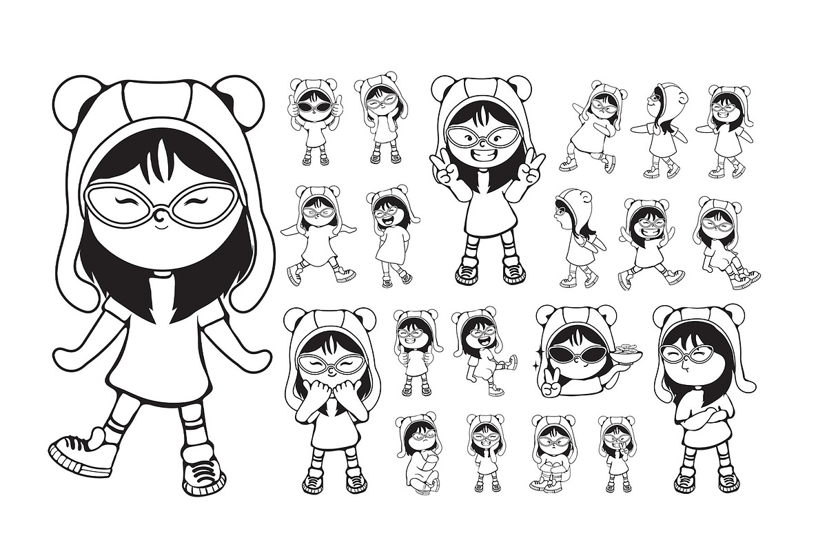 Cute Handrawn Girl Character, an Object Illustration by Invisual Studio (Photo 4 of 9)
