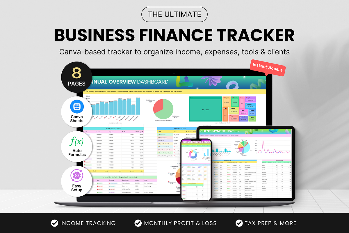 Small Business Finance Tracker Canva, a Design Template by DigiPax (Photo 1 of 10)