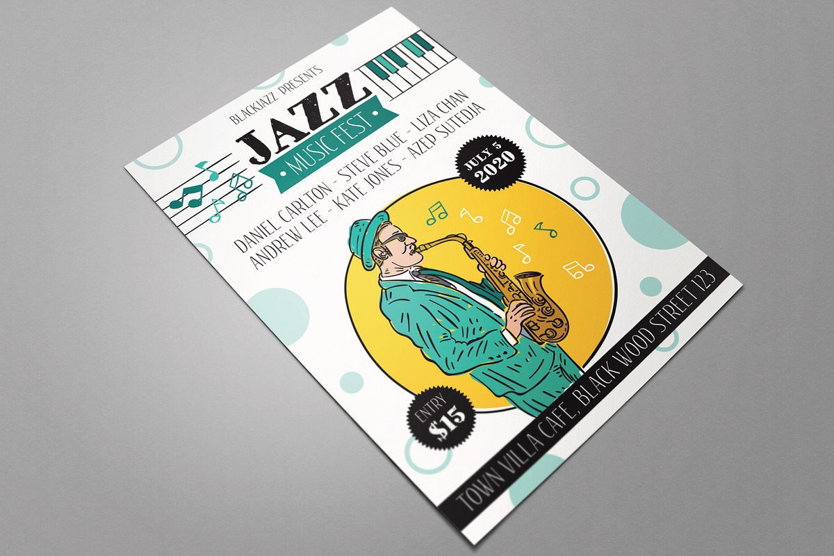 Jazz Music Fest Flyer, a Flyer Template by serapika (Photo 3 of 3)