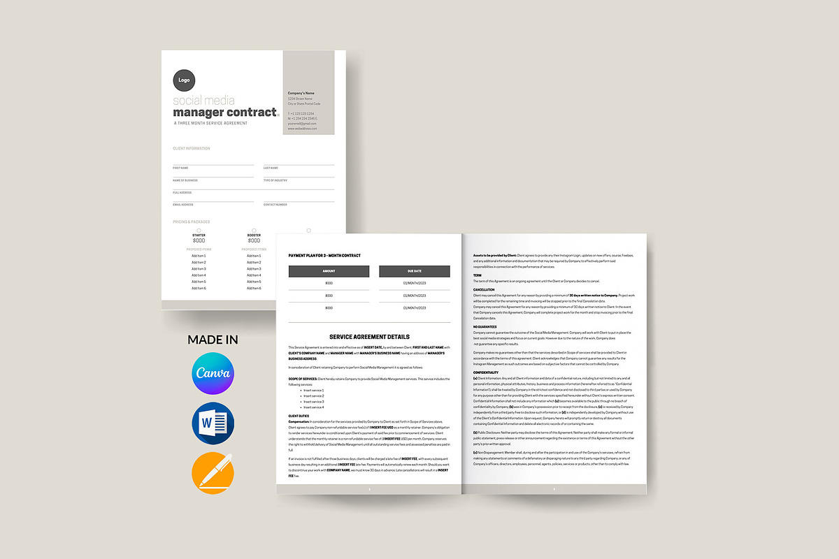 Beige Social Media Contract Template, a Presentation Template by InkBlue Templates (Photo 2 of 6)