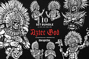 10 Bundle Dark Art Aztec God Warrior, an Illustration by Morspective (Thumbnail 1 of 7)