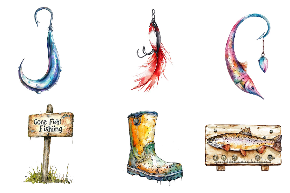 Fishing Sublimation Clipart, an Illustration by CreationArt (Photo 2 of 5)