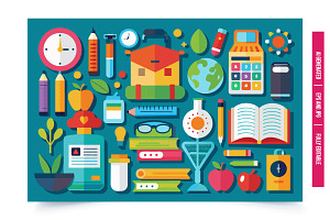 Bright back to school items, an Illustration by Tanuart