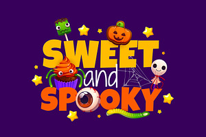 Halloween quote sweet and spooky, a Seasonal Illustration by Seavector Studio