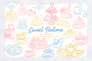 Afternoon Tea Desserts Line Art, a Decorative Illustration by Blumensdiary (Thumbnail 1 of 6)
