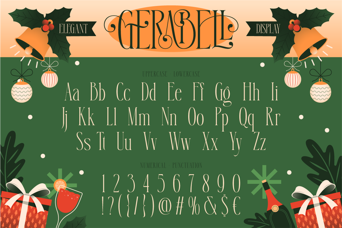 Gerabell - Condensed Christmas Serif, a Serif Font by Burntilldead (Photo 2 of 12)