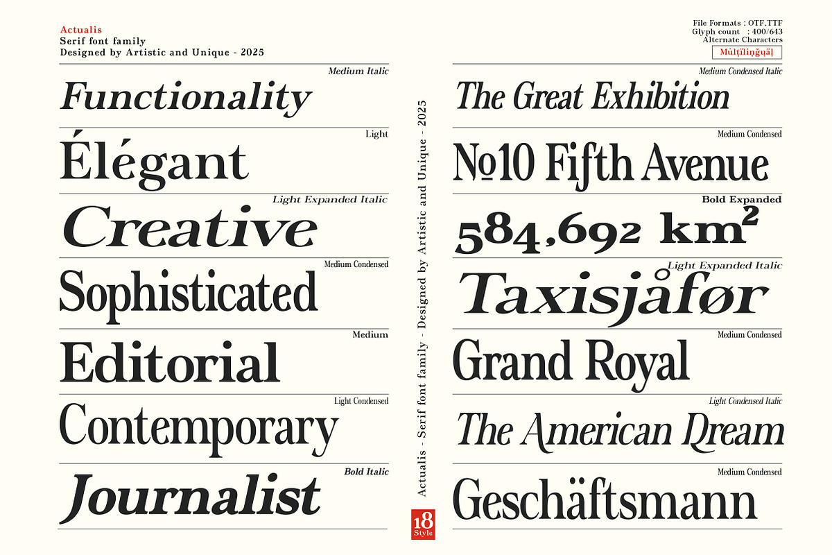 Actualis - Serif Font Family, a Serif Font by Artistic & Unique (Photo 3 of 15)