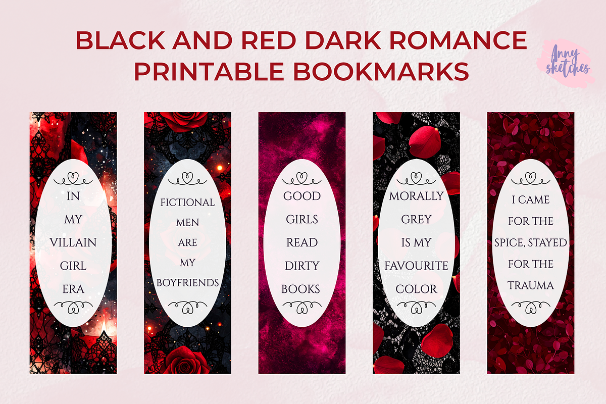 Dark Romance Printable Bookmarks, an Object Graphic by Anna Design Studio (Photo 4 of 10)
