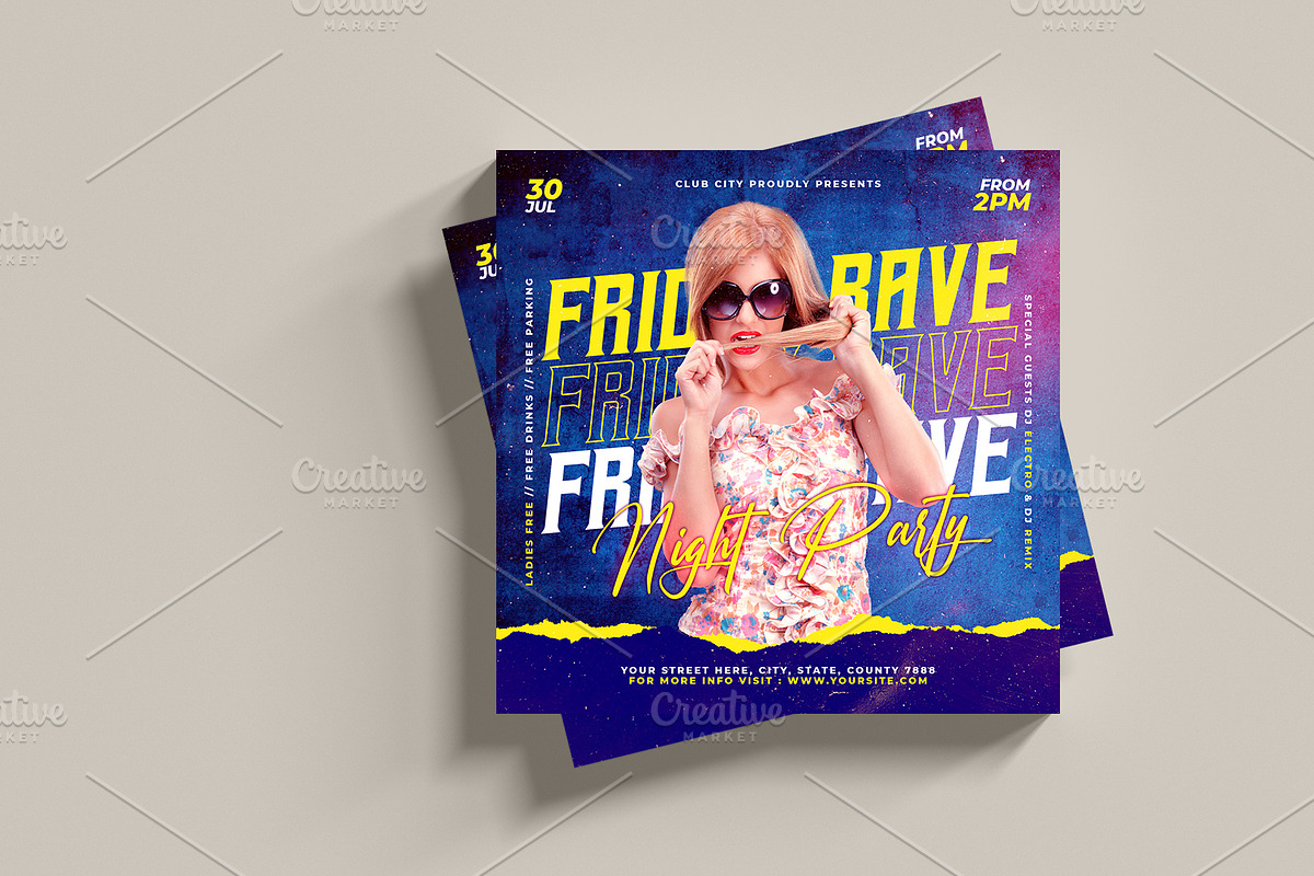 Friday Rave Night Party Flyer, a Flyer Template by Teetouch Graphics (Photo 3 of 3)