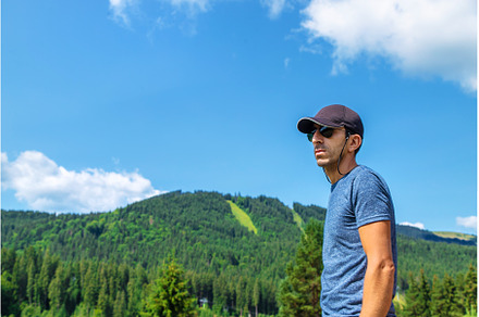 A man in the mountains looks, a Nature Photo by yanadjana