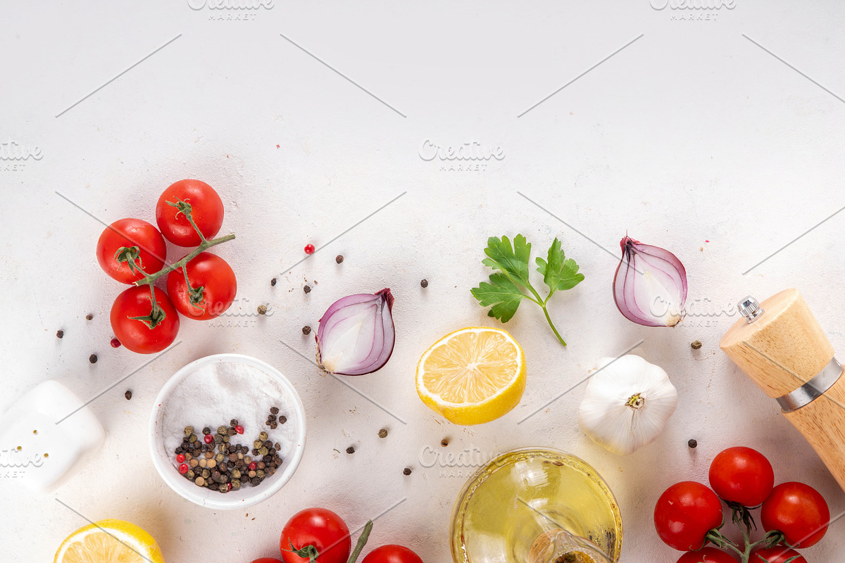 Ingredients for cooking food on the white background, a Food & Drink Photo by Rimma (Photo 1 of 2)