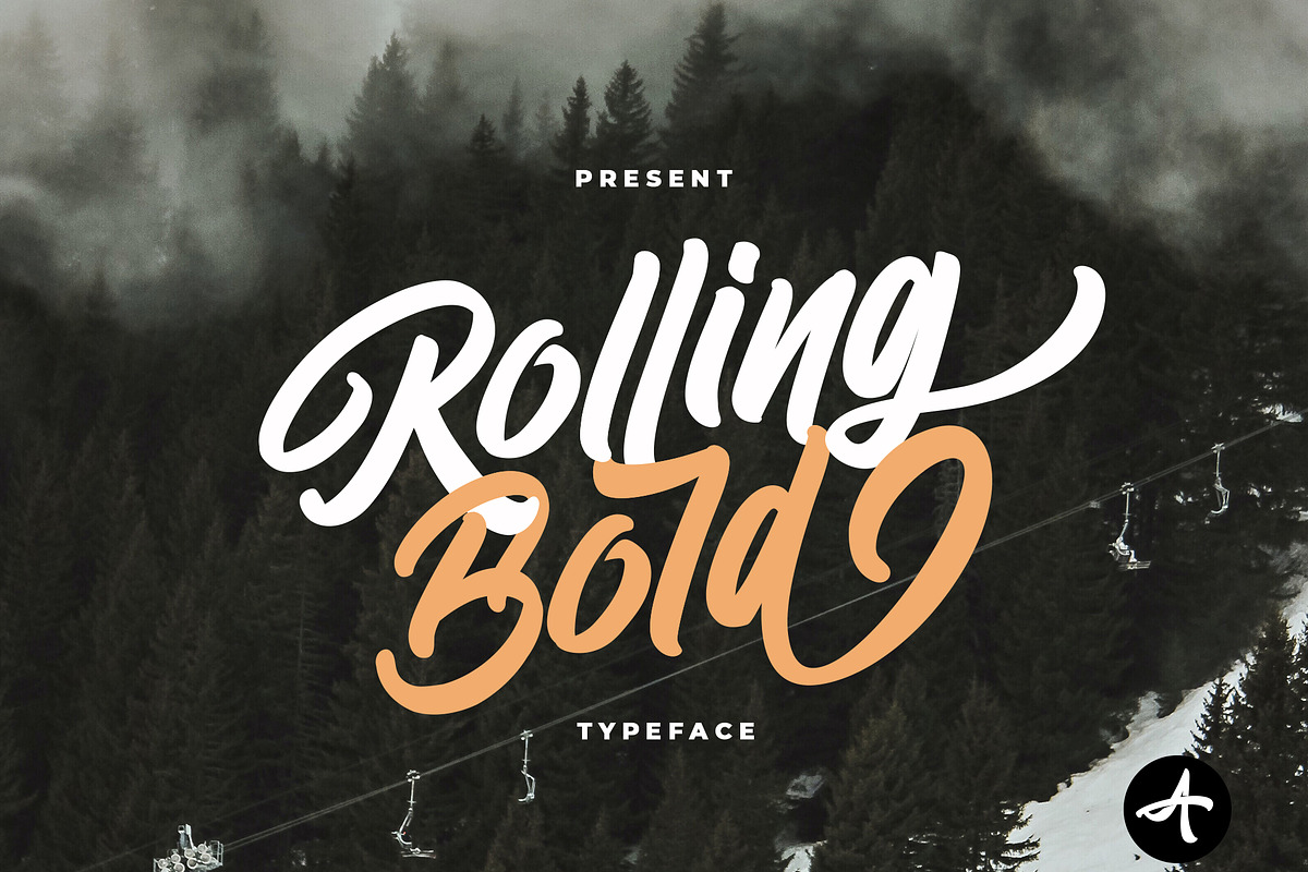 Rolling Bold, a Script Font by Ardyanatypes (Photo 1 of 6)